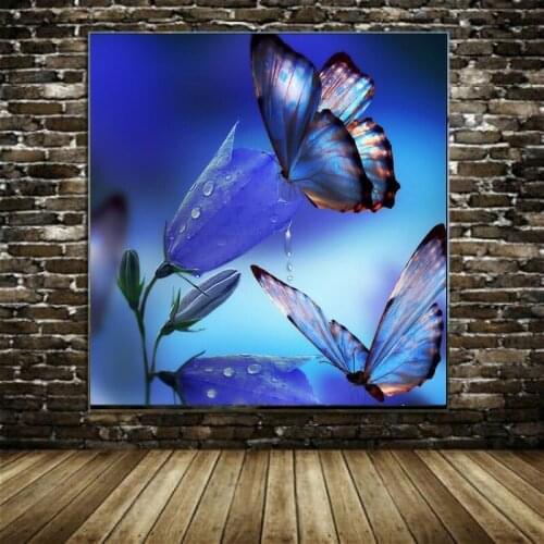Hot new product DIY square 5D diamond painting blue butterfly diamond embroidery mosaic animal home decoration gift