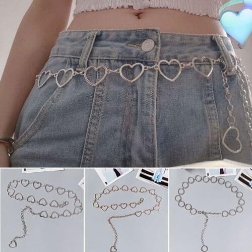 Fashion Trendy Chain Belt Sweet Elegant Heart/Leaf/Circle Pendant Waist Chain Summer Beach Jeans Body Jewelry for Women Girls