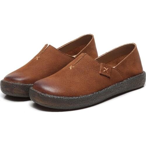 Designer Loafers Women Flat Shoes Genuine Leather Moccasins Female Casual Soft Runway Platform Pregnant woman Shoes