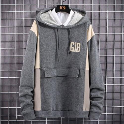 EL BARCO Hip Hop Cotton Men Sweatshirt Spring Print Streetwear Hoodies Tops Soft Black Male Hooded Coat Shirt Khaki Grey Jackets