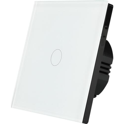 Good quality good outline white EU 1 gang 2 way wall touch switch lamp touch switch gang switch single live line tempered glass