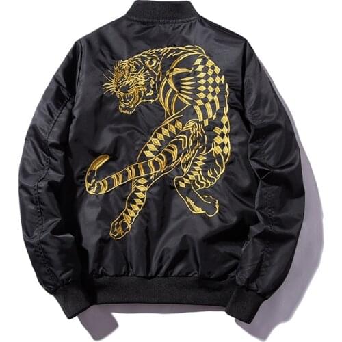 New Bomber Mns Jackets Embroidery Golden&white Tiger 2021 Jacket Mens MA1 Pilot Bomber Jacket Male Embroidered Thin Coats