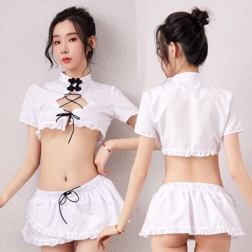 New appeal underwear Chinese wind cheongsam sex appeal lovely kawaiyi lady short open chest pajamas hollow underwear
