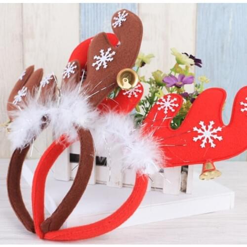 Deer Head Hoop Christmas Hair Head Bell Red Antler Band Buckle Gifts Party Decoration Supplies F20173922