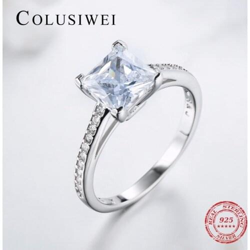 2019 Luxury Brand Engagement AAAAA Cubic Zircon Rings Real 925 sterling silver wedding ring bridal Fine Jewelry for women