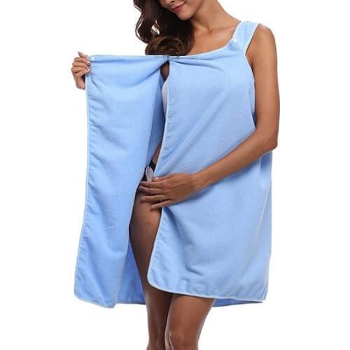 New Home Textile Women Quick Drying Bath Towel Wearable Soft Button Wrap Solid Dress Absorbent Beach Towels Swim Spa Robes