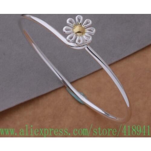 Silver Plated bangle bracelet, Silver Plated fashion jewelry Color small chrysanthemum bracelet /dxbamoia aydajpka AB025