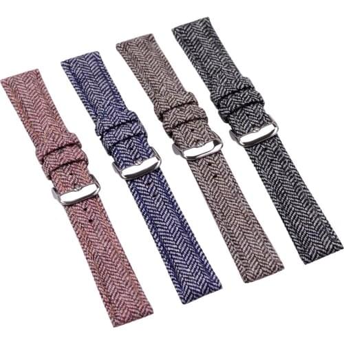 EACHE Latest Wool Cloth Genuine Leather Watch Band Straps 18mm 20mm 22mm