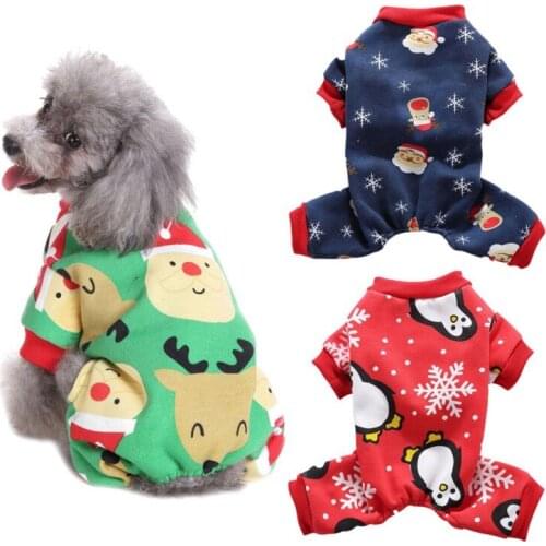 Christmas Autumn Winter Pet Clothes Soft Pajamas Pet Dog Cotton Jumpsuit Puppy Four Sleeves Hoodies Coat Pet Clothes