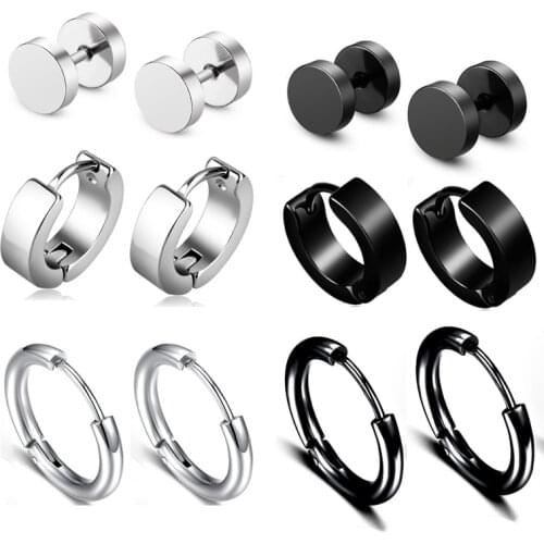 1 pair Stainless Steel Earrings for Men/Women Punk Unisex Stud Earrings Punk Gothic Metal Jewelry boucle oreille femme