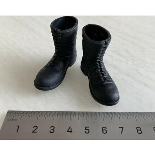 1/6 Scale Soldier Black Rubber Shoes Combat Boots Model for 12" Doll