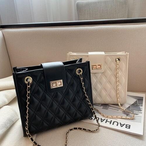 Simply Crossbody Bags PU Leather Chain Tote Vintage Messenger Bag Lady Travel Small Handbags for Women 2021