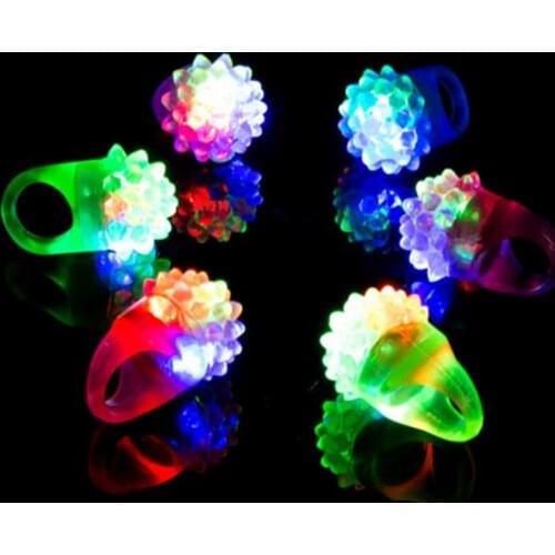 LED Flashing Strawberry Finger Ring Bar Rave Light Up LED Flashing Jelly Bumpy Rings for Prom Party Christmas Gift LX4692