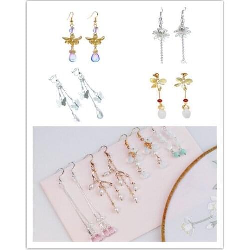 Chinese style vintage handmade Clover dangle earrings for Hanfu dress Accessories gift