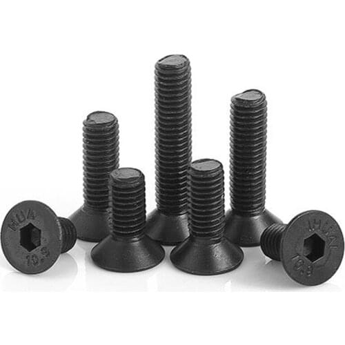 50pcs M2 M2.5 M3 M4 M5 mm flat head Oval Hex Socket Head Cap Screw black