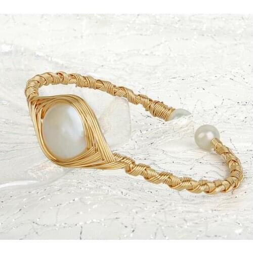 Jewelry Hand woven Winding ball 14k Gold injection Baroque 100% Natural freshwater Pearl bracelet for women