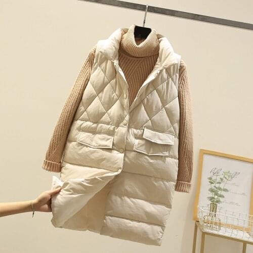 2020 Down Cotton Padded Vest Coat Women Autumn Winter Sleeveless Lady Vest Jacket Medium length Loose Thickened Waistcoat Tops