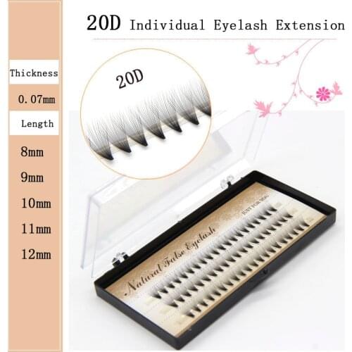1 tray 20D Russian Volume Fans Individual Eyelash Extension 60 clusters thick beauty makeup false mink eyelash8/9/10/11/12mm