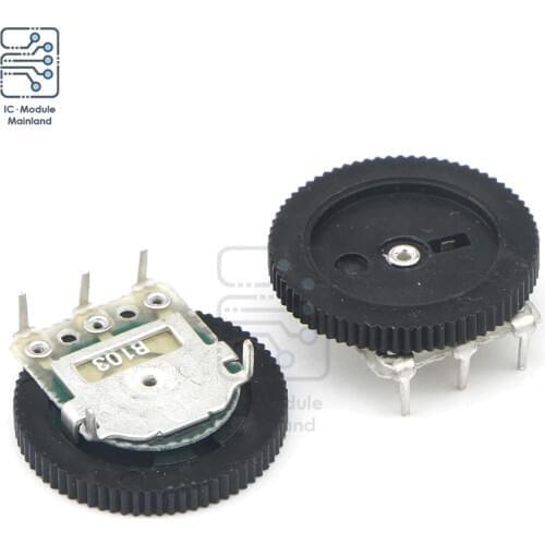 10PCS/Lot B103 10K Ohm 3 Pins Dial Wheel Potentiometer Audio Stereo Volume Gear Switch Control for Radio MP3 MP4 Player