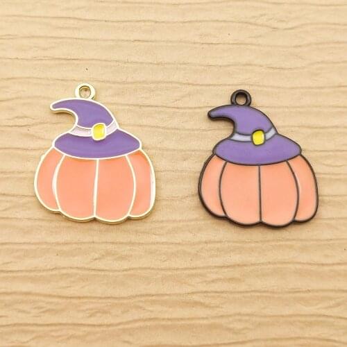 10pcs 18x22mm enamel hat pumpkin charm for jewelry making and crafting earring pendant bracelet necklace charm