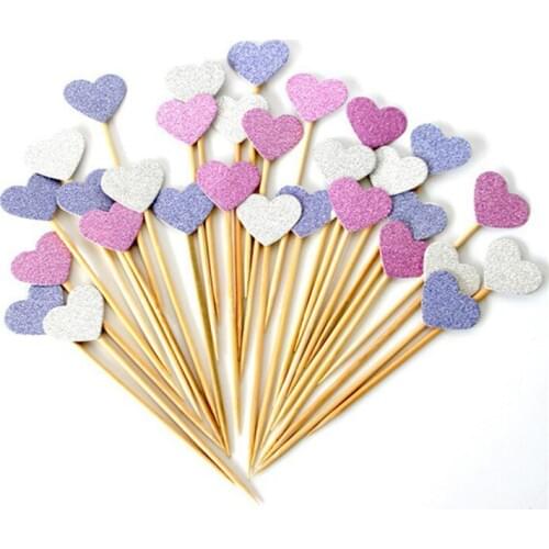 1000 pcs /lot Handmade Lovely Heart Cupcake Toppers,Girl baby shower decorations,Party Supplies Birthday Wedding Decoration