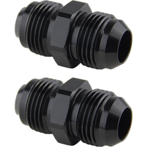 2PCS UNIVERSAL AN10 to 10AN ALUMINIUM STRAIGHT MALE FLARE UNION FITTING ADAPTER Black