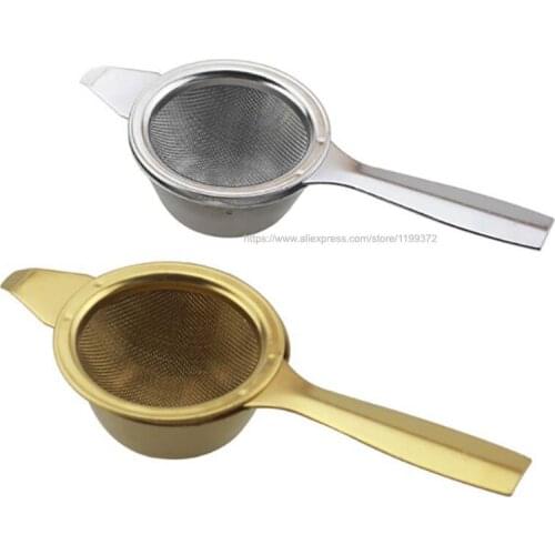 200pcs Stainless Steel Tea Strainer Filter Fine Mesh Infuser Coffee Cocktail Food Reusable Gold Silver Color DHL FEDEX