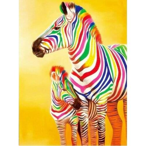 5D Diamond Painting Full Square/Round Animal Color Zebra Diamond Embroidery Picture Rhinestone Cross stitch Mosaic Decor ll423