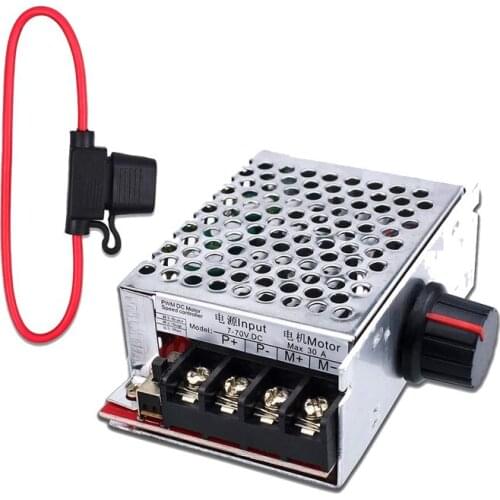 7-70V 30A PWM DC Motor Speed Controller Switch Control 12V 24V 60V 70V with 30 Amp Fuse