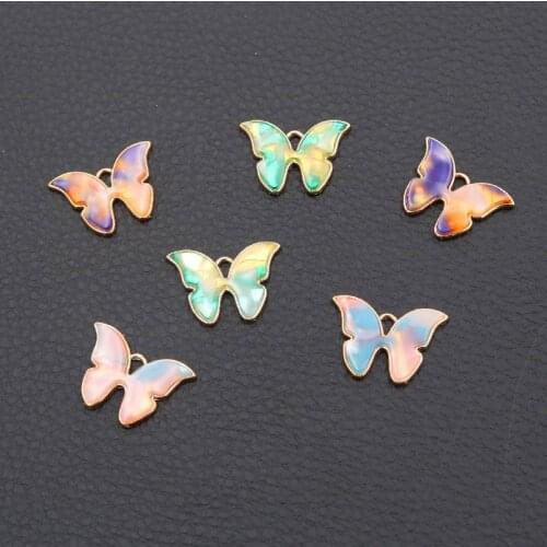 6pcs Enamel Charms Butterfly Pendant DIY Popular Metal Necklace Earrings Accessories For Women Jewelry Handicraft Making