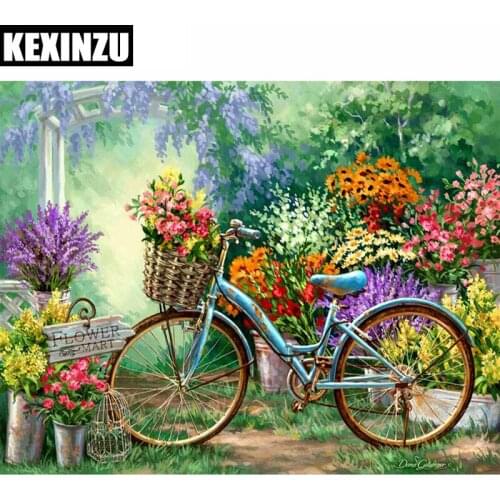 New 5D DIY Diamond Painting Flower Crystal Diamond Painting Cross Stitch Flowers And Bicycles Needlework Home Decorative