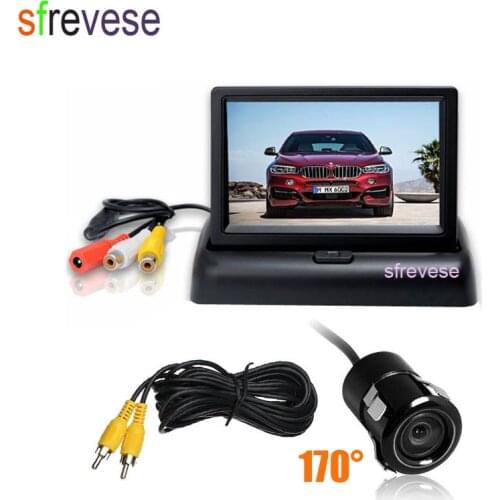 Mini Car Reverse Parking Reversing Backup Camera 170 Degree Waterproof + 4.3" LCD Foldable Monitor Rear View Kit