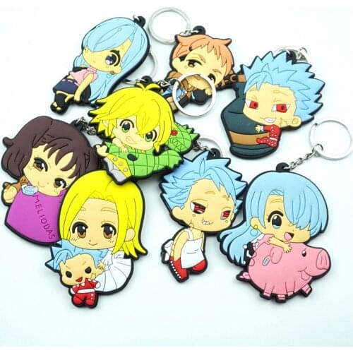 The Seven Deadly Sins Figure Key Ring Anime Key Chain Key Holder Kids Gift Accessories Trinkets Cosplay Itabag Keychain Gift U20