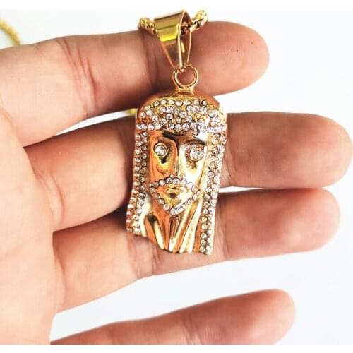 New Ice Out Jesus Pendant Necklace For Men Gold Male Chains Bling Bling rhinestone Religious necklaces Hip Hop Jewelry