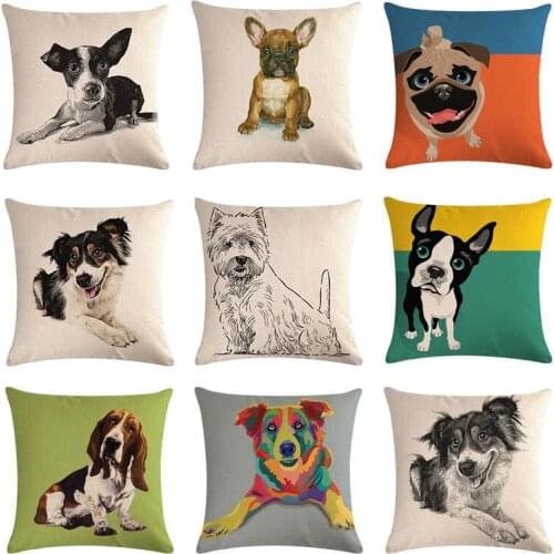 Dog Cushion Cover colourfu Bull Terrier Painted Bull dog dachshund Cushion Cover For Home Sofa Throw Pillow Cover