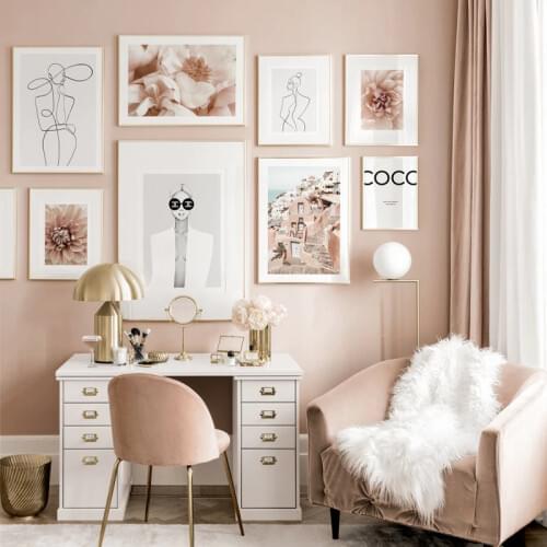 Flower landscape Abstract Sexy Woman Body Line Canvas Poster Nordic Decoration Picture Print Painting Scandinavian Home Decor