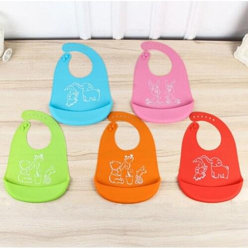 Cartoon Prints Kids Silicon Bib Baby Bib Childrens Summer Waterproof Adjustable Bib Baby Feeding Tools Boy Girl Bibs Apron