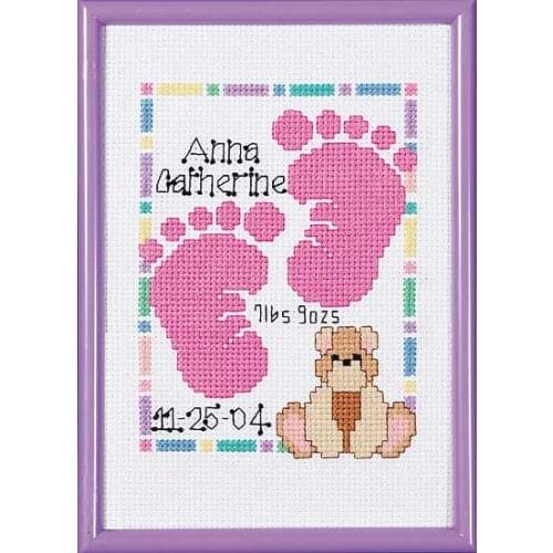 DIY Craft Stich Cross Stitch Birth Certification Foot Cotton Fabric Needlework Embroidery Crafts Counted Cross-Stitching Kit