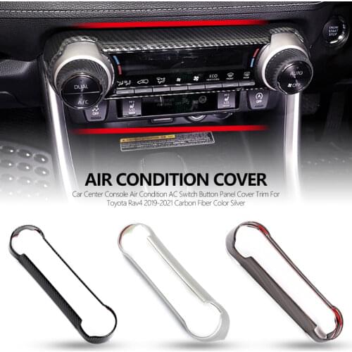 For Toyota Rav4 2019-2021 Peach Wood Color Center Console Air Condition AC Switch Button Panel Cover Trim Carbon Fiber Color