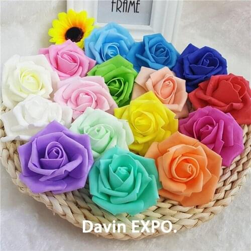 Hot Sale 50pcs Artificial flowers Foam Roses For DIY Home Wedding Decoration Kissing Balls Weddings Multi Color Fake flowers