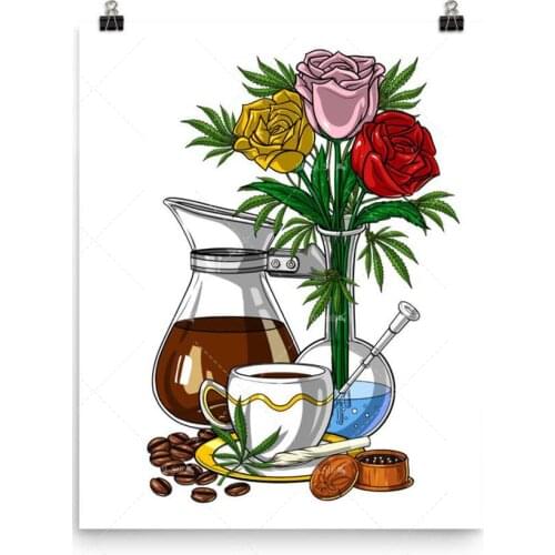 Hot New Nordic Poster Abstract Weed Coffee Wall Art Canvas Painting Abstract Art Poster Print Living Room Decorate a room Frame