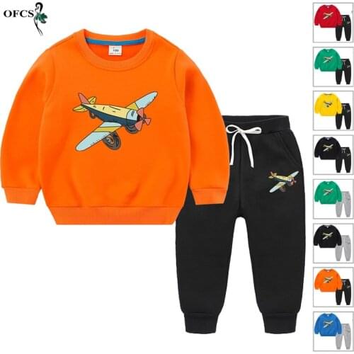 Boys Girls Suit Autumn Winter Velvet Thickening Sweatshirt + Sports Pants 2Pcs/Set Childrens Clothing Kids Tracksuit 2 -12 Year