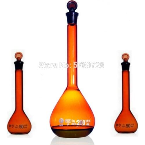 1pc 5ml to 1000ml Lab Brown Glass Volumetric Flask the Long Neck measuring flask for school experiment