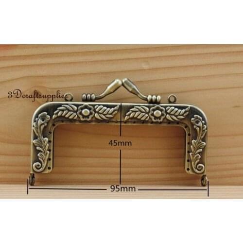 Metal frame sewing bag purse frame clasp 9 cm x 4.5 cm anti bronze D11