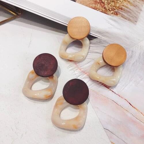 Fashion Big Resin Drop Earrings for Women 2021 New Acetic Acid Large Square Korea Earrings Trendy Wood Geometric Jewelry Gift
