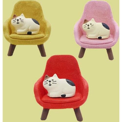 Cartoon Cat Sofa Chair Dollhouse Miniature Doll Room Desktop Decor Toy Ornament Creative Desktop Mini Decoration Kids Gift