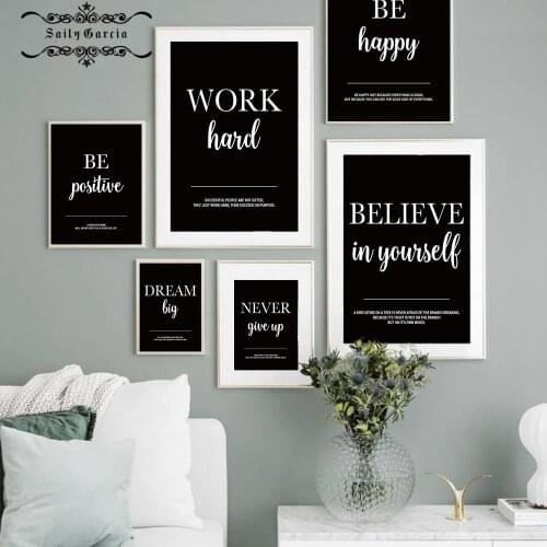 Wall Art Dream Work Inspirational Canvas Painting Motivational Quotes Poster and Prints for Modern Office Decoration Pictures