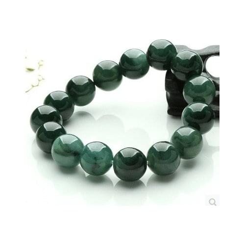 Natural green Jade beads bracelet Emerald jadeite hand-carved emerald bracelets for women men jade bangle