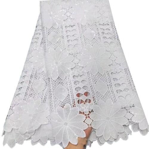 Nigerian laces Fabric With Sequins 2021 African Cord Laces Fabrics,Nigerian Guipure milk silk Lace Fabric For Wedding YQX002