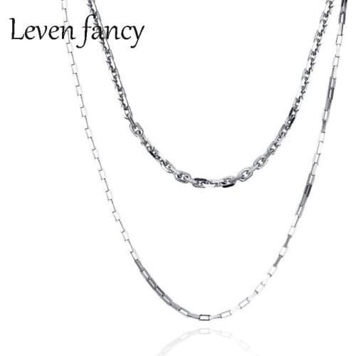 925 Sterling Silver Double Layer Link Paperclip Chain Necklace Unisex Jewelry for Women Men Boys Girls Teens Hip-hop Choker